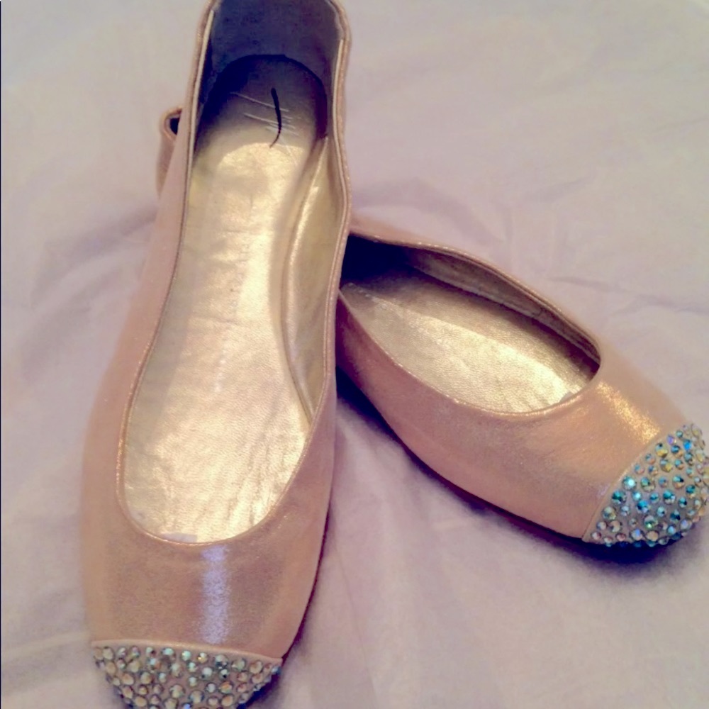 NIB ZANOTTI BALLET FLATS CRYSTALS  NUDE BLUSH 6